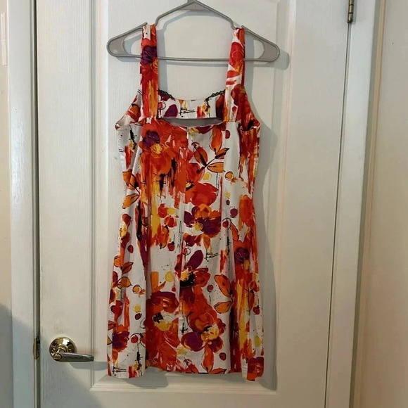 BCX Juniors mini dress size 13 party/dance orange/white sleeveless EUC - Picture 2 of 5